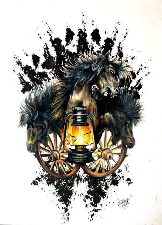 "Wheels Always Turning" 9 x 12 Print